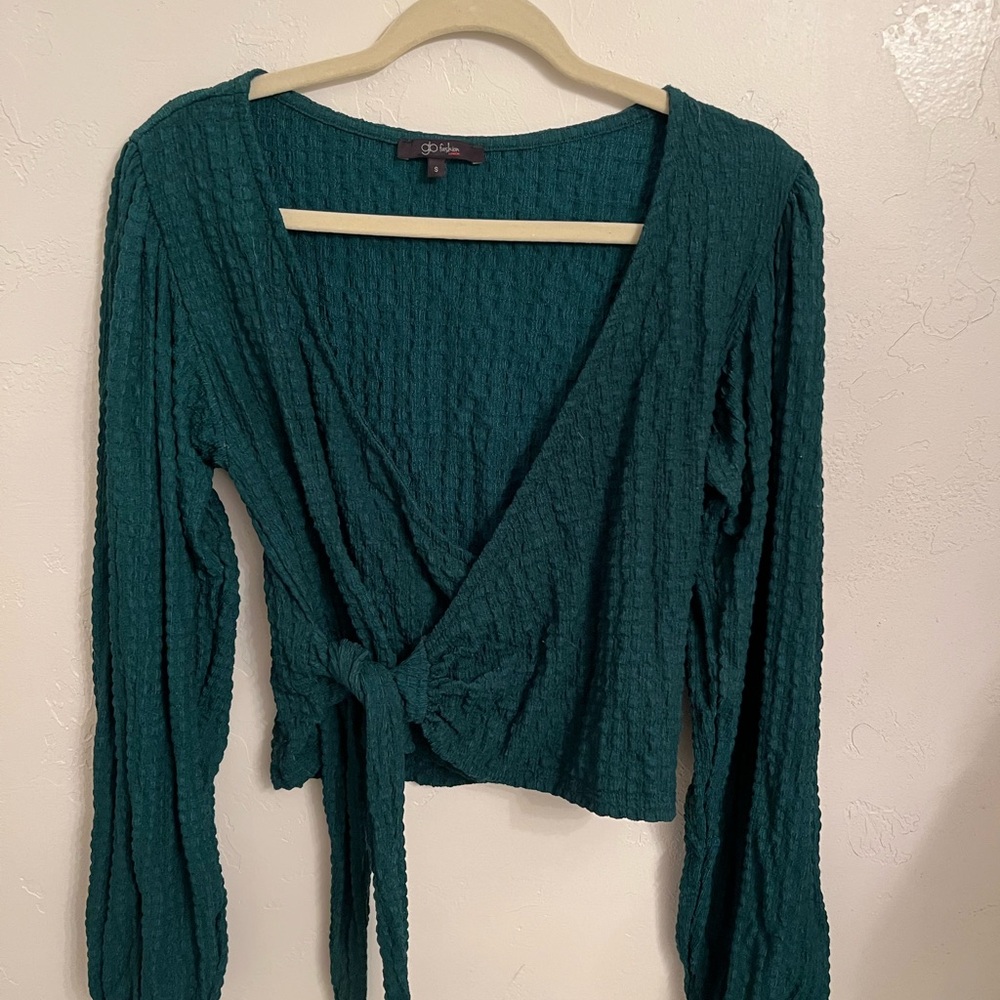 Chic Teal Wrap Sweater